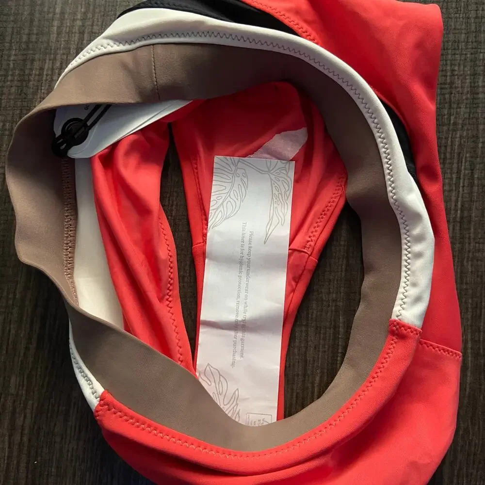 Prana Baja Bound High Rise Swim Bottom Women's XS Rose Fire Colorblock Sporty